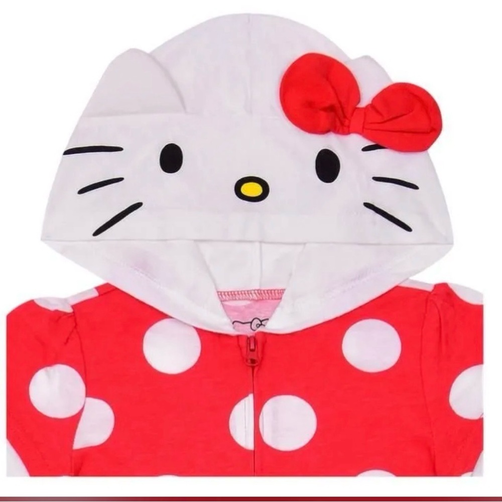 Red and White Polka Dot Hello Kitty Hoodie Romper